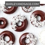 chocolate coconut donuts pin.