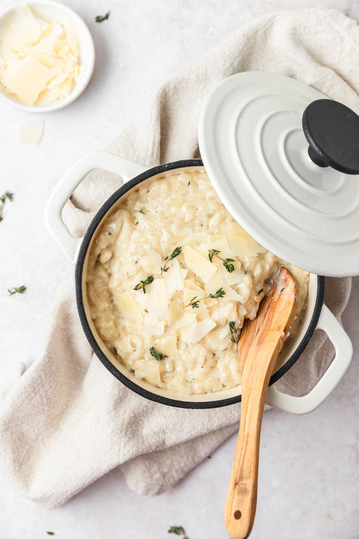 pot of simple parmesan risotto.