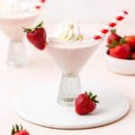 close up of frozen strawberries and cream cocktail with Bailey's.