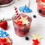 close up of red white and blue sangria.
