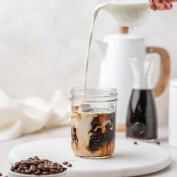 close up of vanilla sweet cream cold brew coffee.