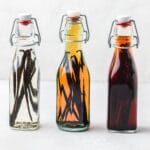 close up of homemade vanilla extract.