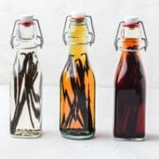 close up of homemade vanilla extract.