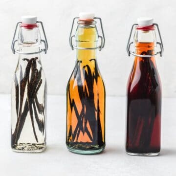 close up of homemade vanilla extract.