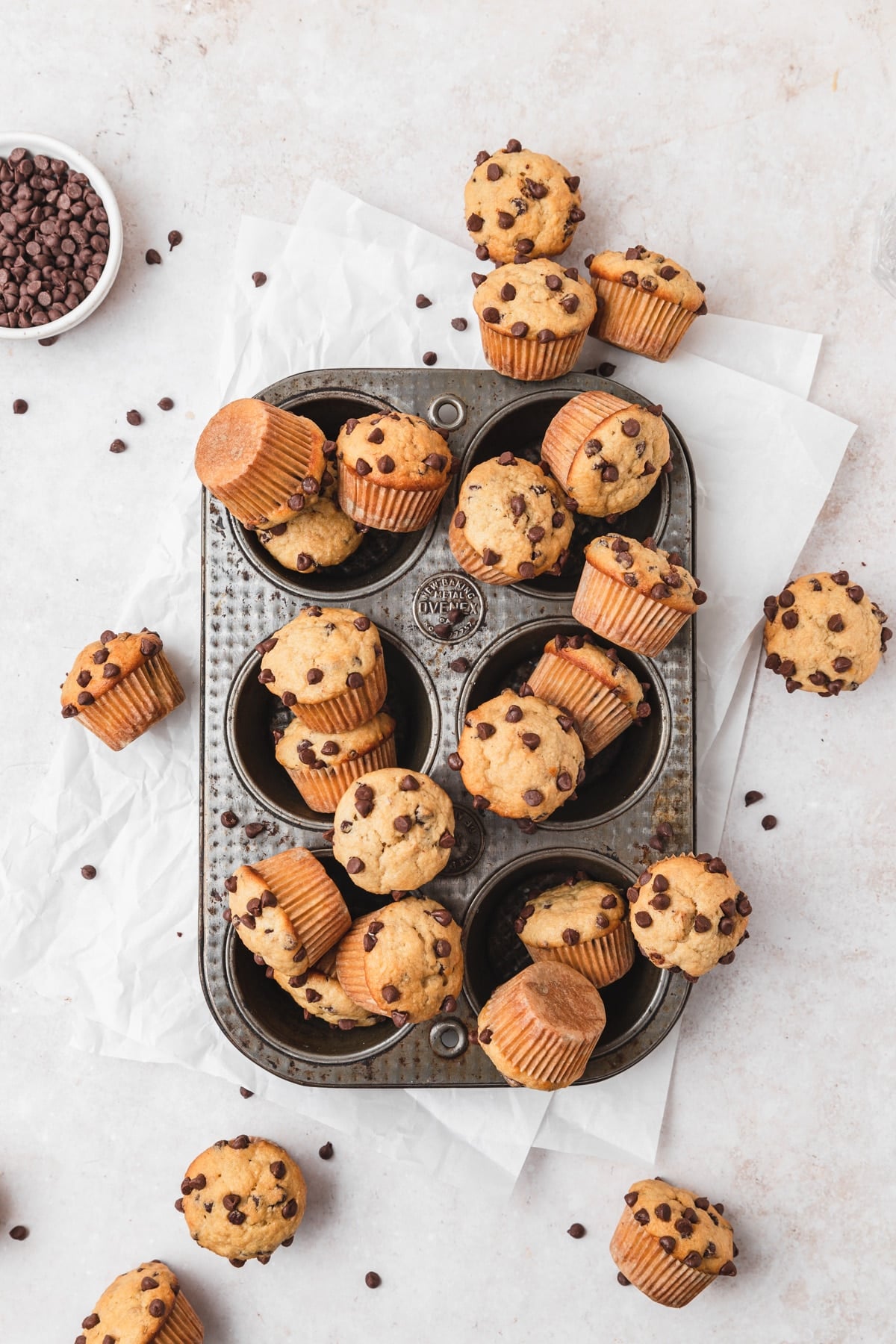 mini chocolate chip banana muffins.