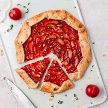 close up of plum galette.