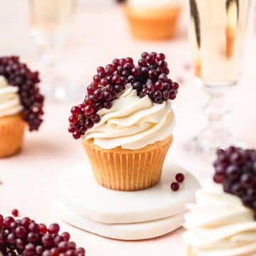 champagne grape cupcakes filled with grape jam.