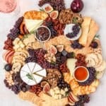 close up of fall dessert fruit and cheese board.