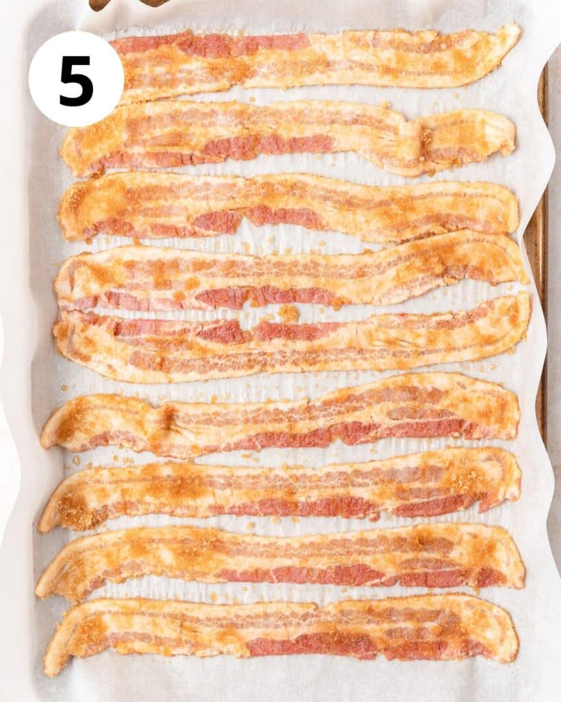 bacon with maple and brown sugar before baking.