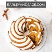 pumpkin spice bundt cake with maple glaze pin.