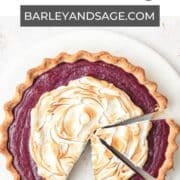 purple sweet potato pie with toasted meringue pin.