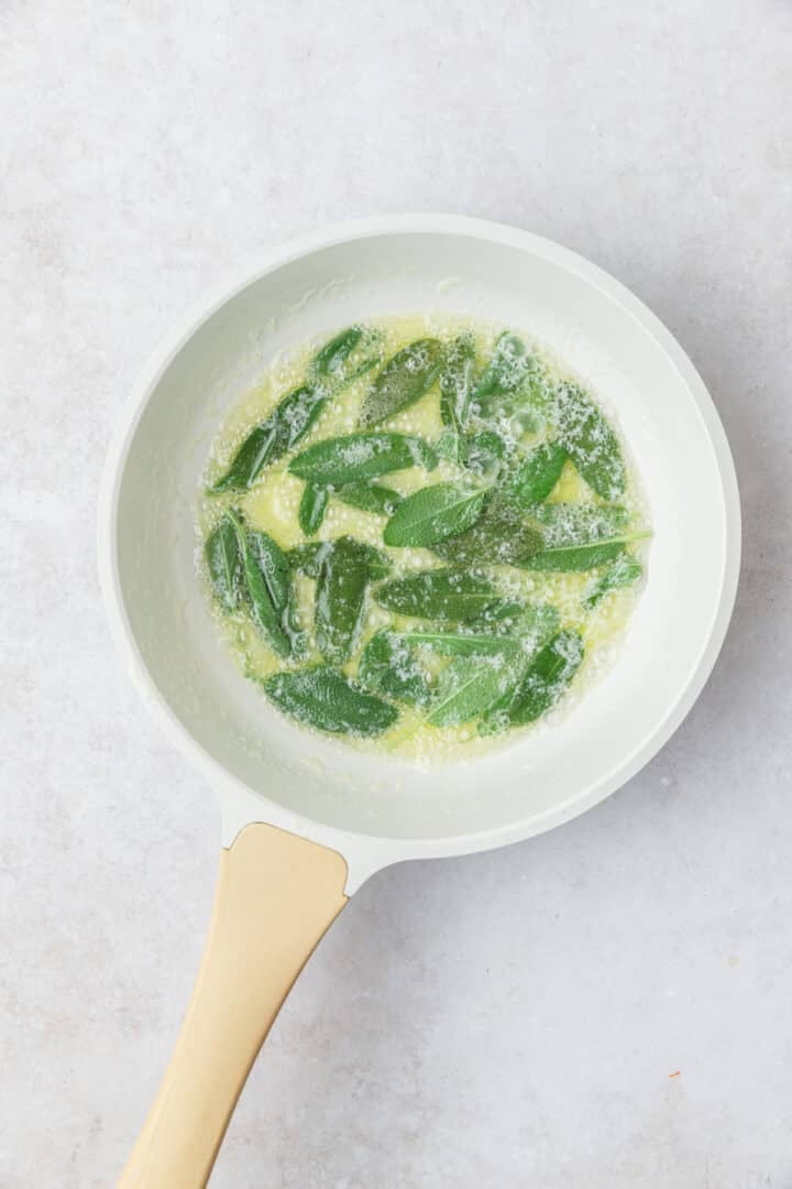 frying fresh sage leaves in butter.