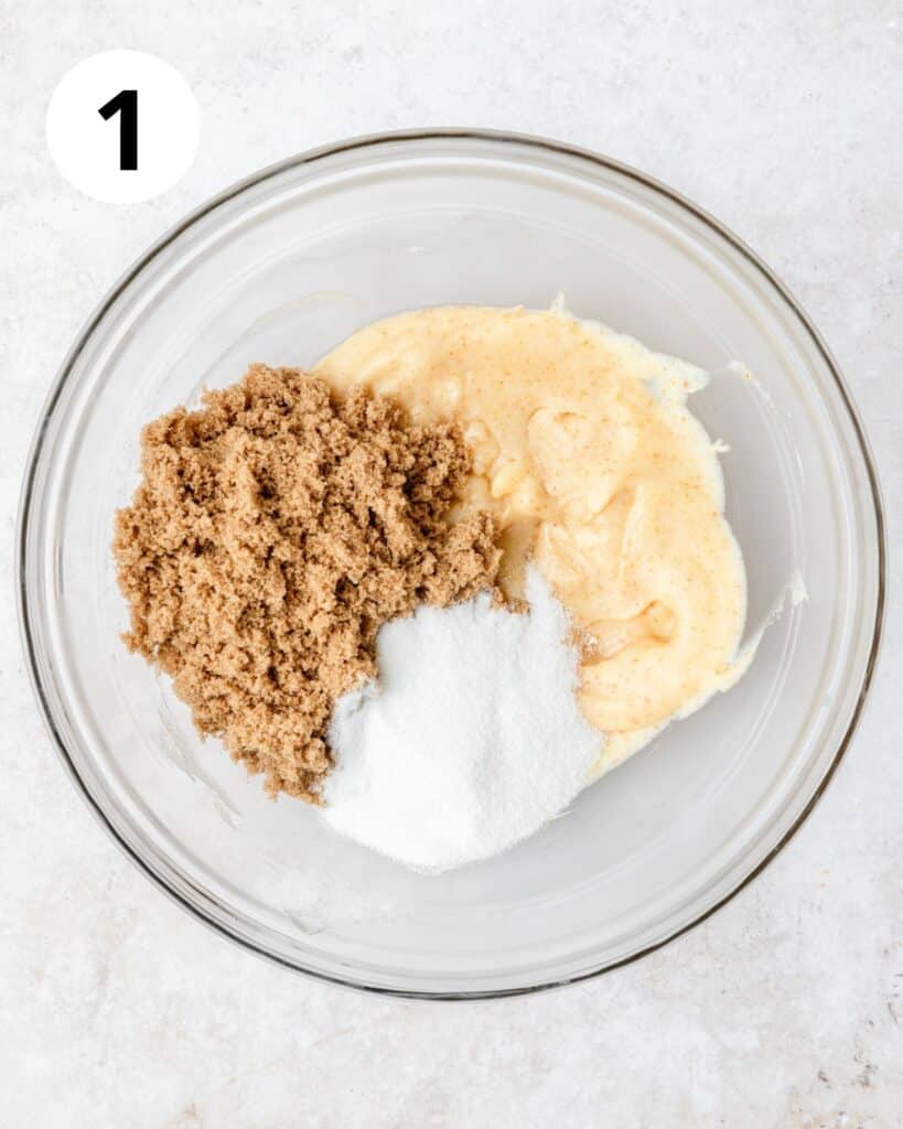 brown butter and sugars in large bowl.