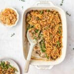 close up of fresh green bean casserole from scratch.