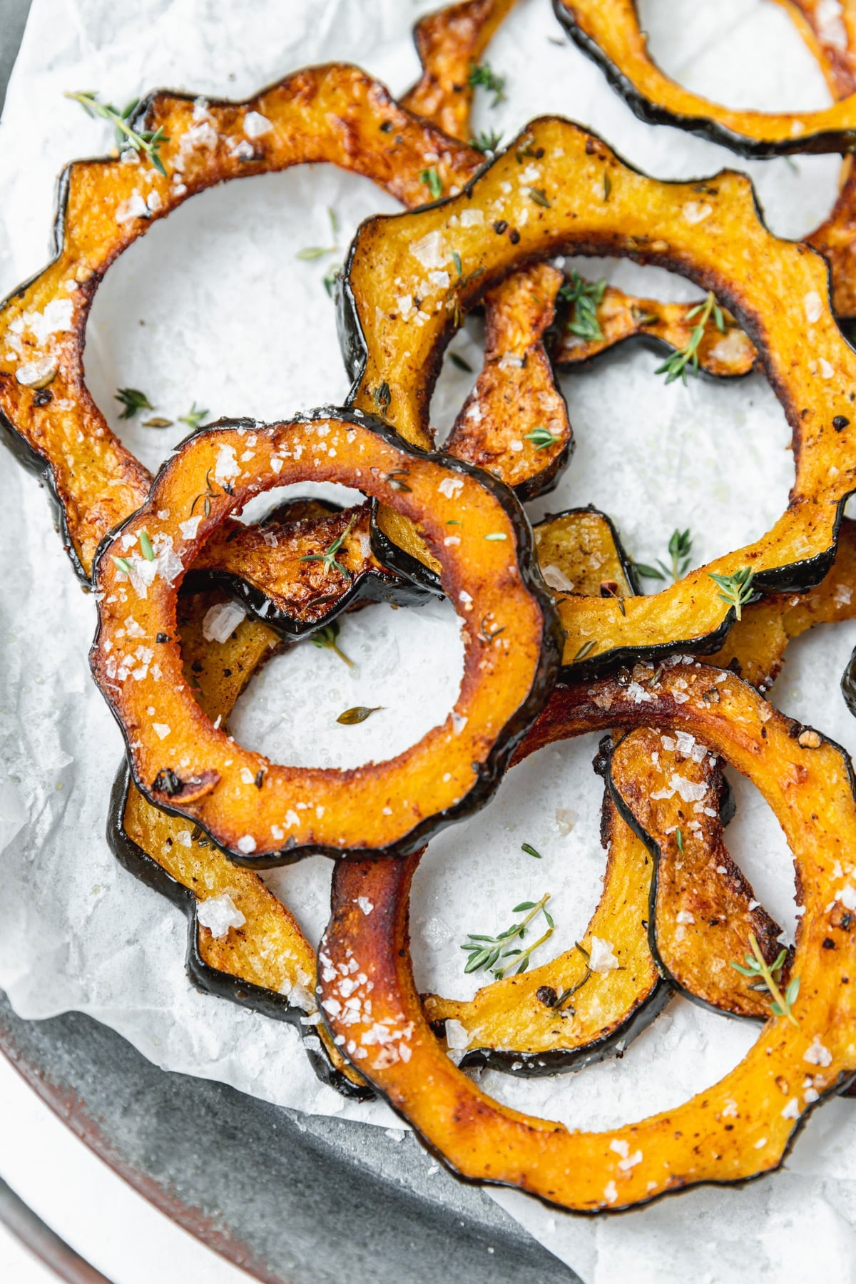 rings of roasted acorn squash.