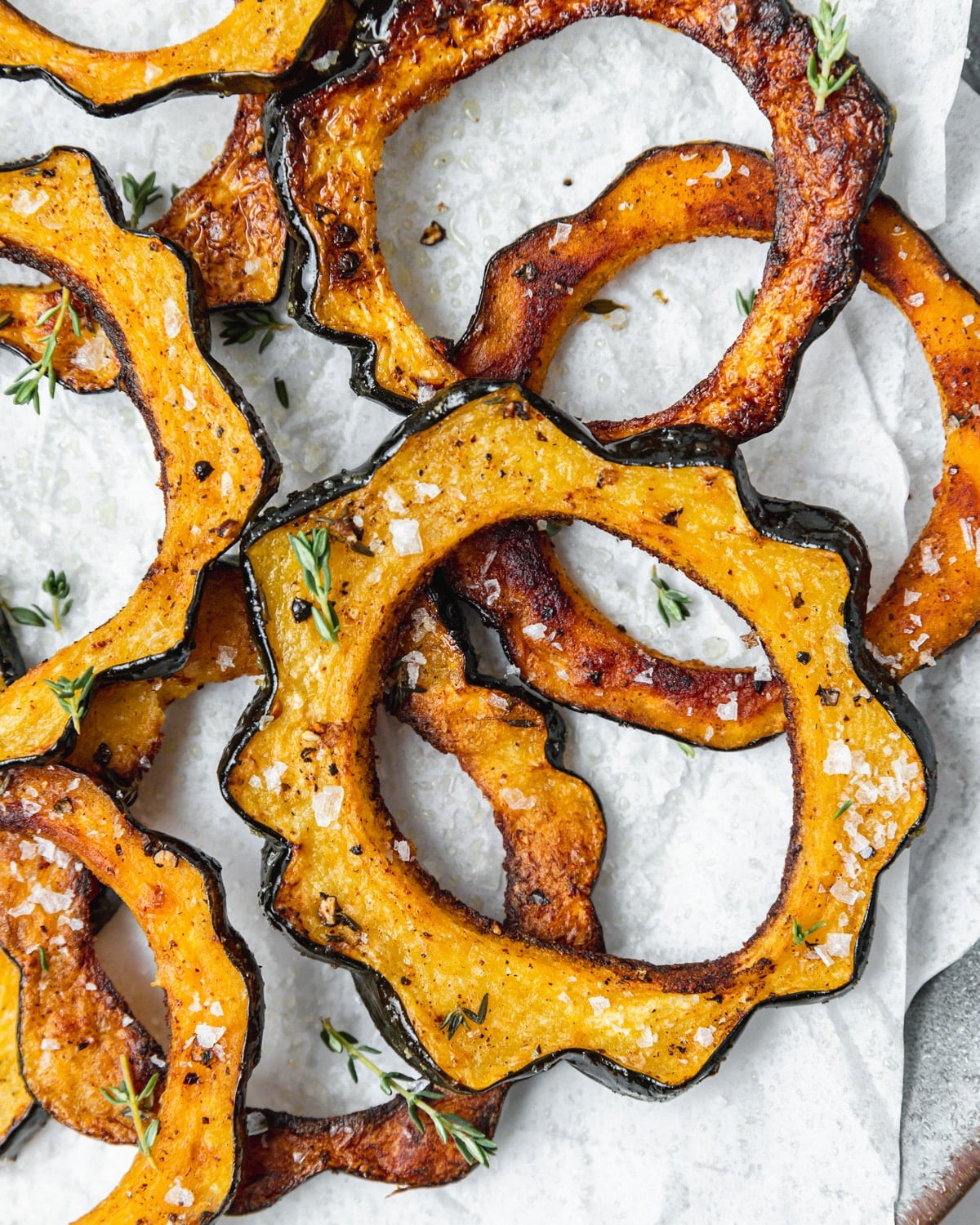 roasted acorn squash rings.