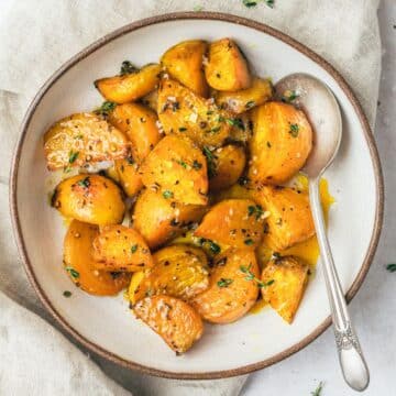 close up of roasted golden beets.