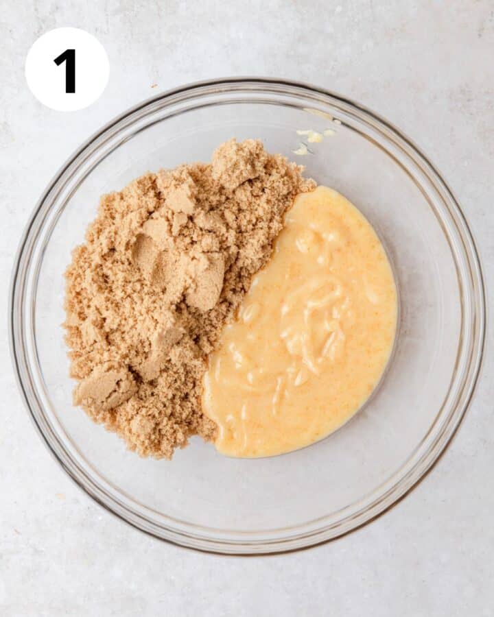 brown butter and brown sugar in bowl.