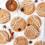 close up of chai spice cookies with vanilla bean glaze.