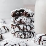 close up of espresso crinkle cookies.