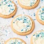 close up of frosted eggnog cookies.