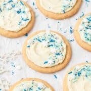 close up of frosted eggnog cookies.