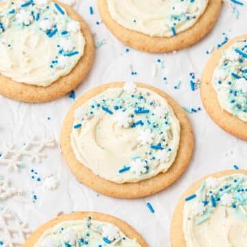 close up of frosted eggnog cookies.
