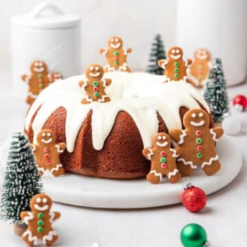 close up of gingerbread bundt cake.