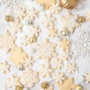 close up of shortbread christmas cookies.