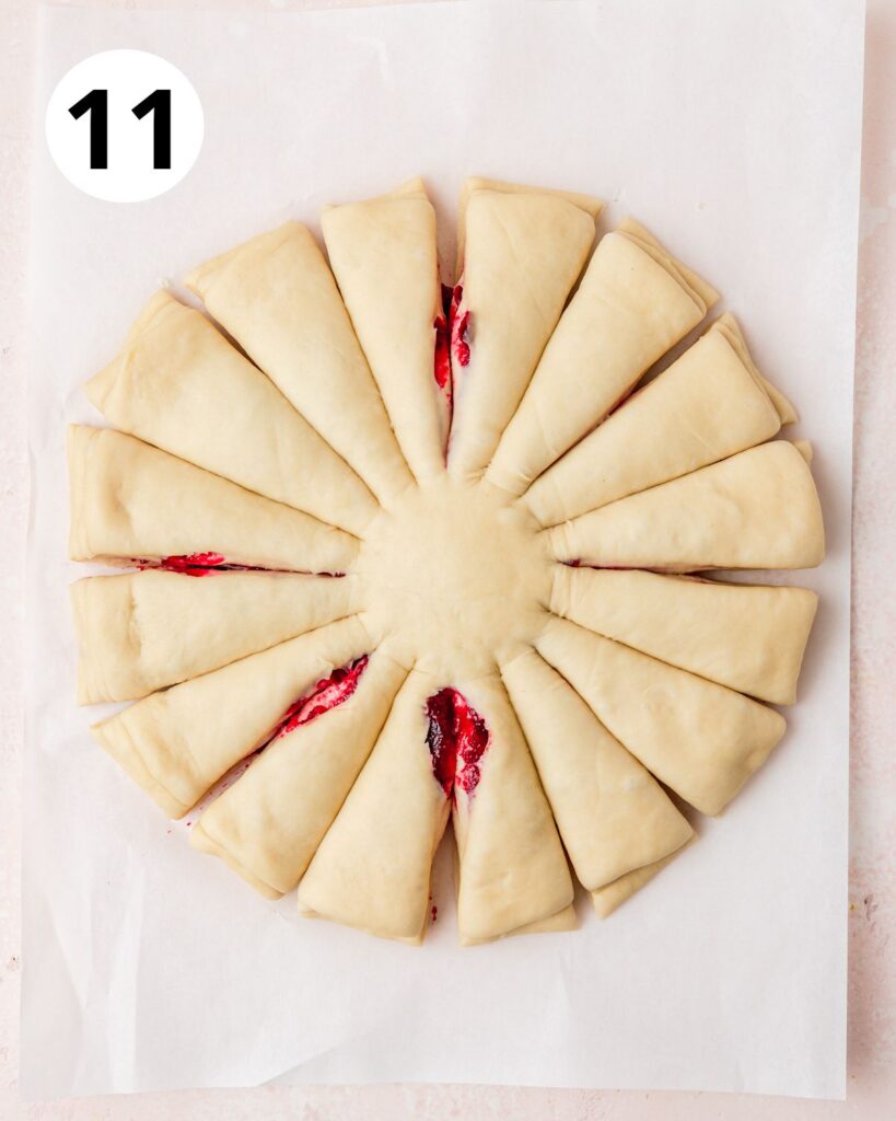 then cutting dough into 16 sections.