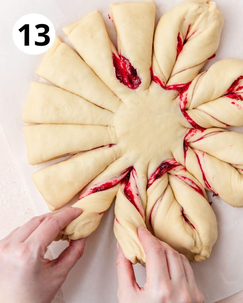 twisting bread once.