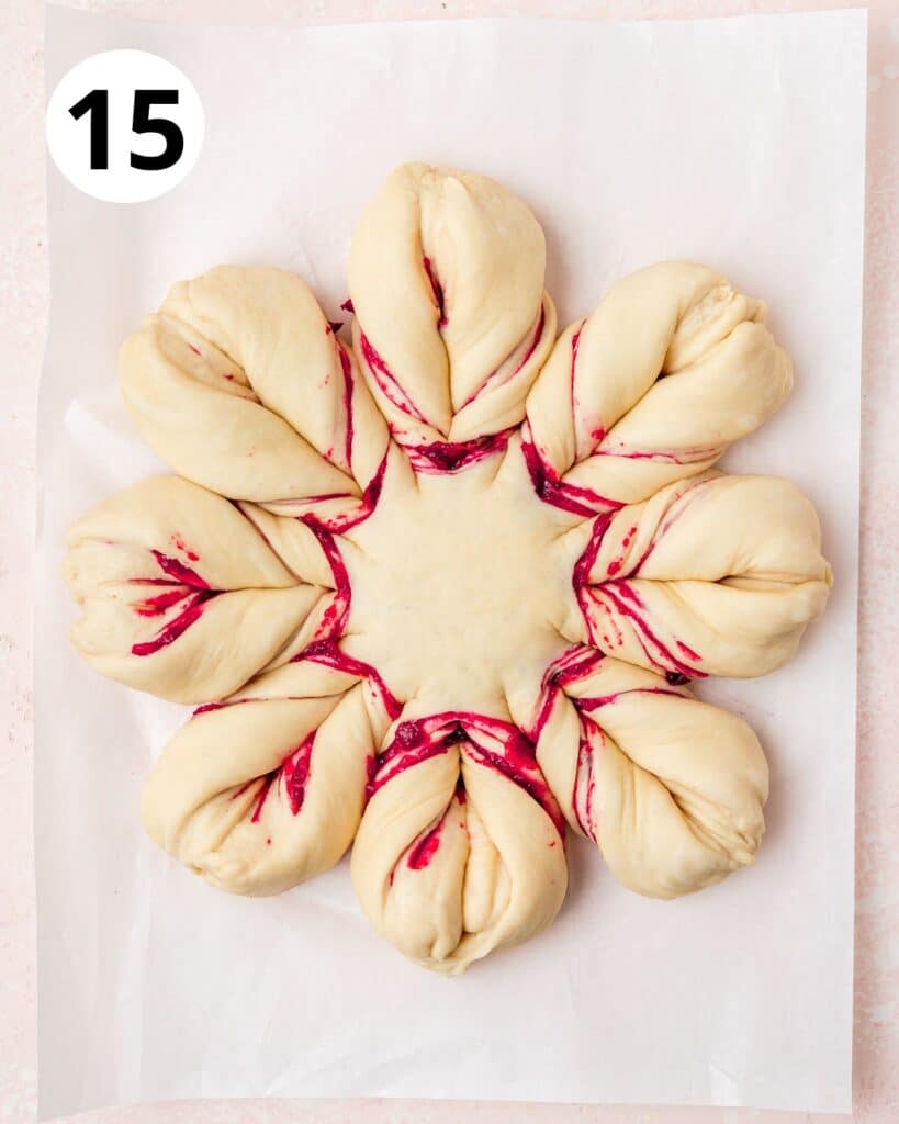 all sections of the star bread twisted together.
