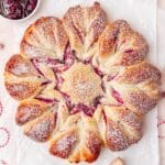 close up of cranberry star bread.