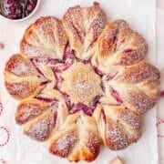 close up of cranberry star bread.