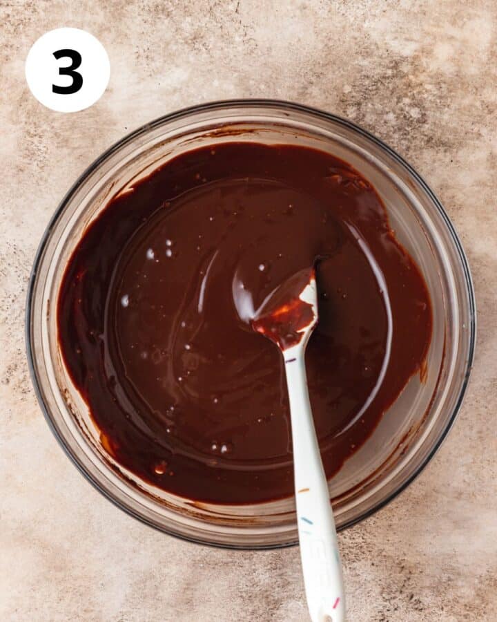 creamy chocolate ganache in bowl.