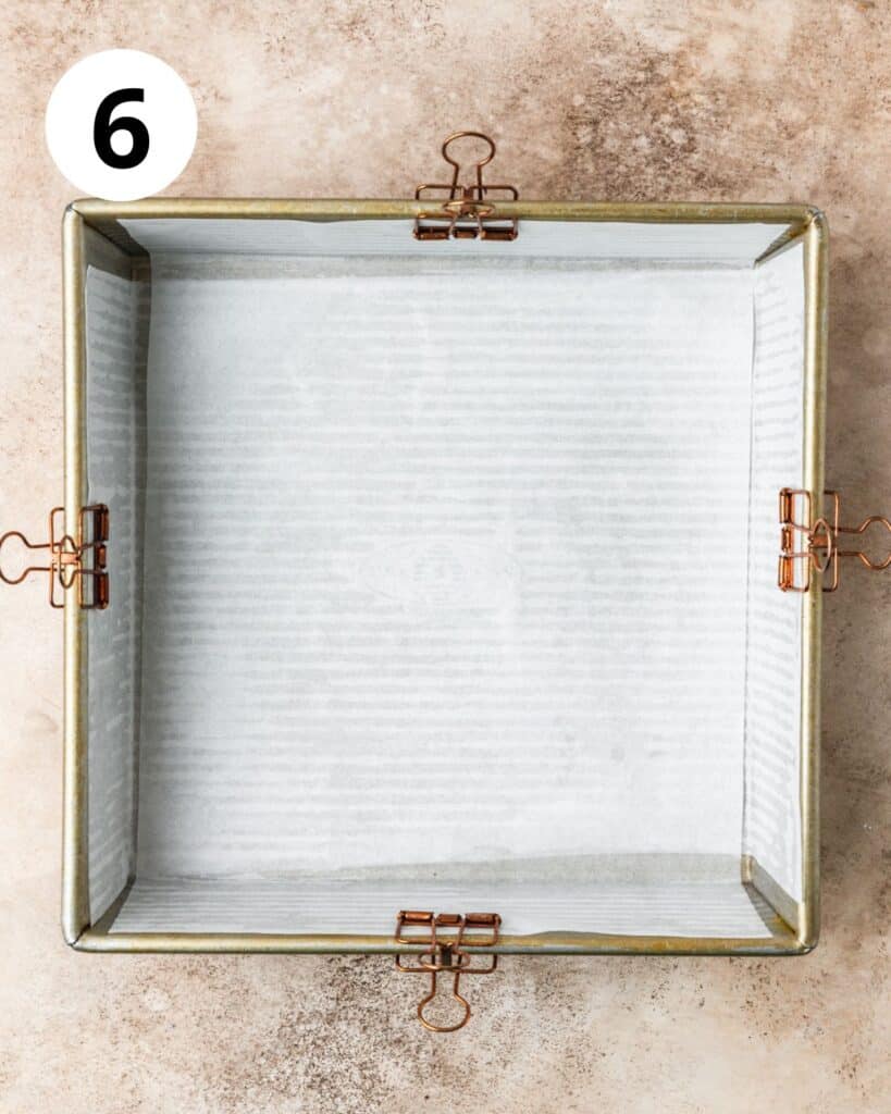 square pan lined with parchment paper.