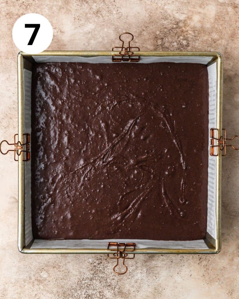 irish cream brownies before baking.