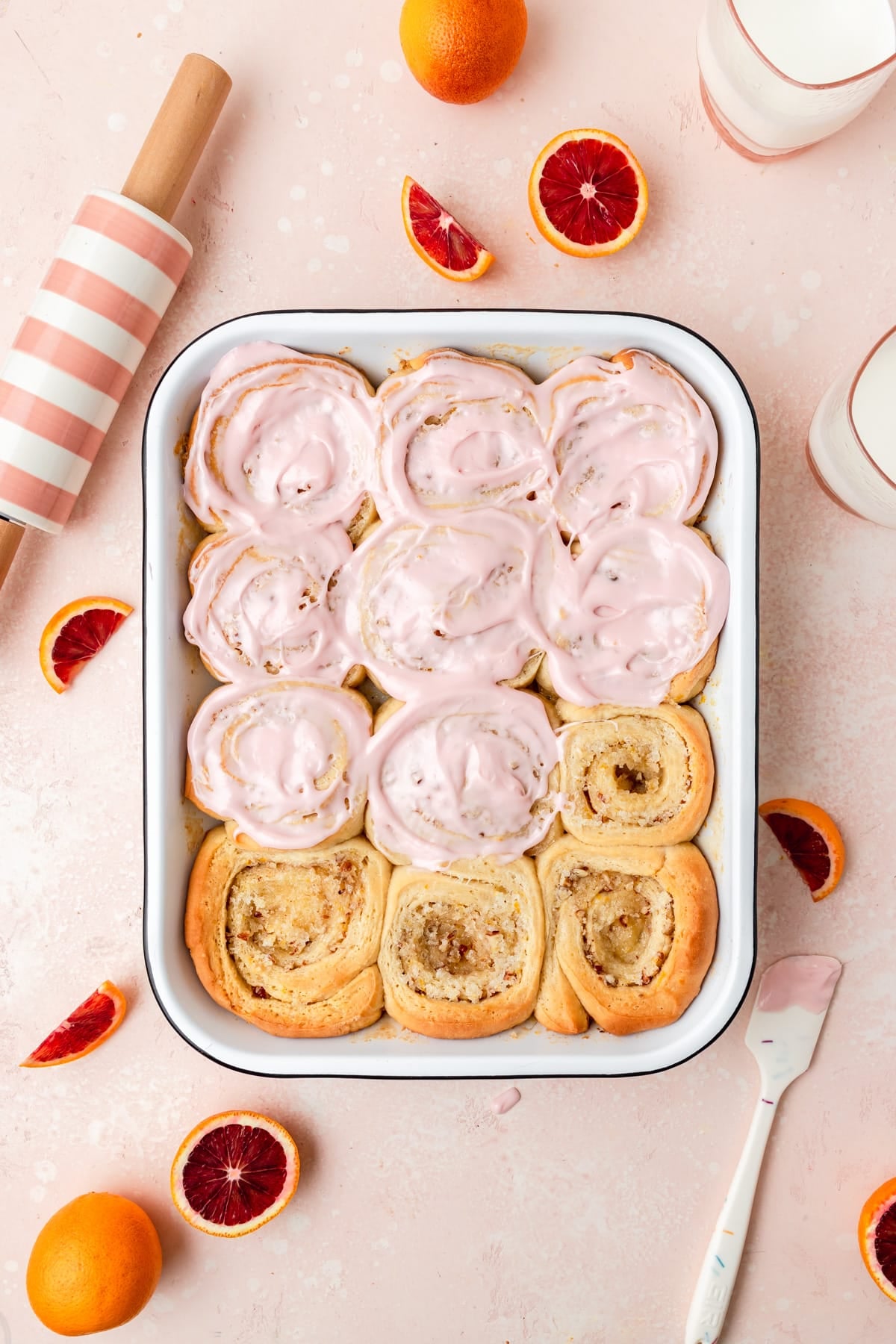 blood orange sweet rolls with cream cheese glaze.