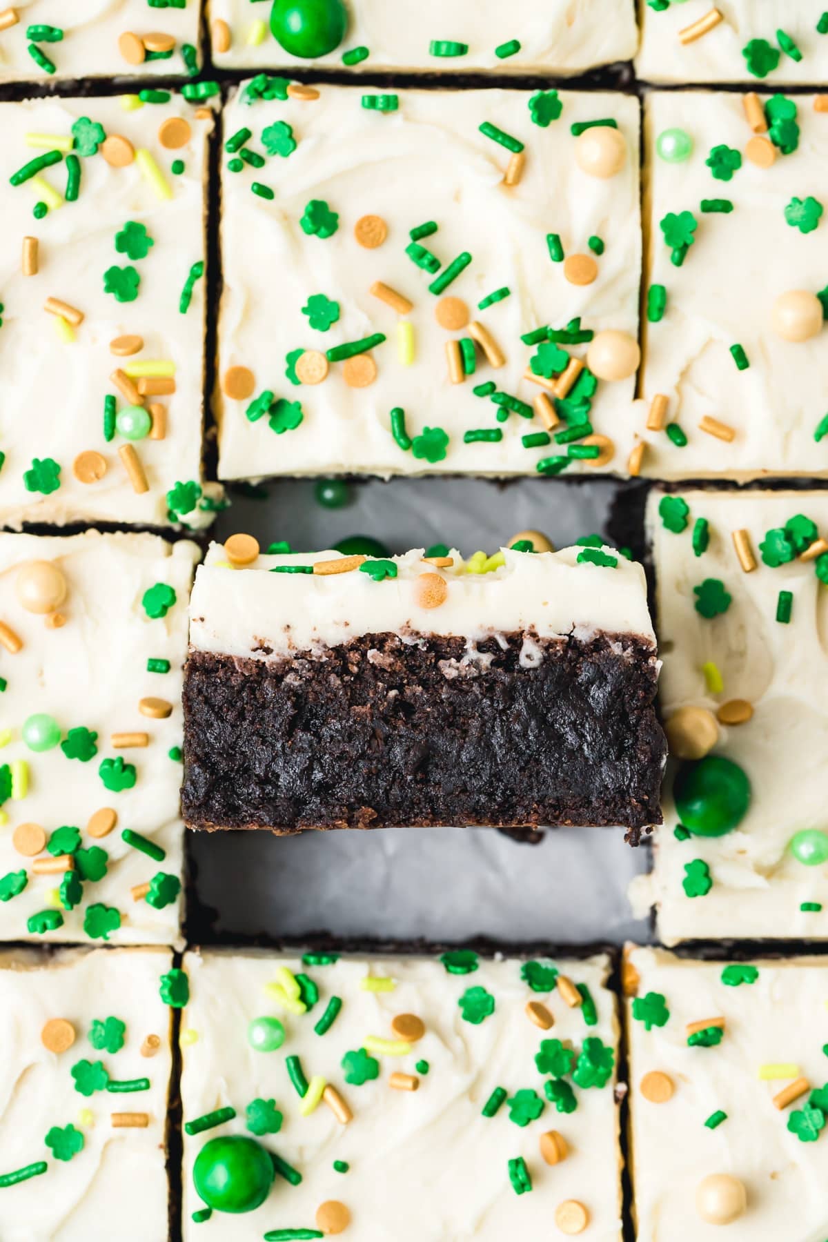 super fudgy irish cream brownies with Bailey's frosting.