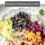 mojo chicken burrito bowls pin.