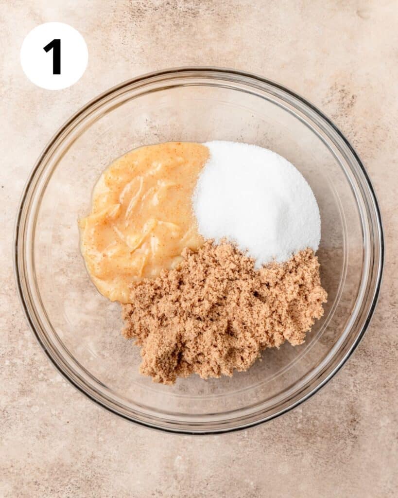 brown butter and sugars in bowl.