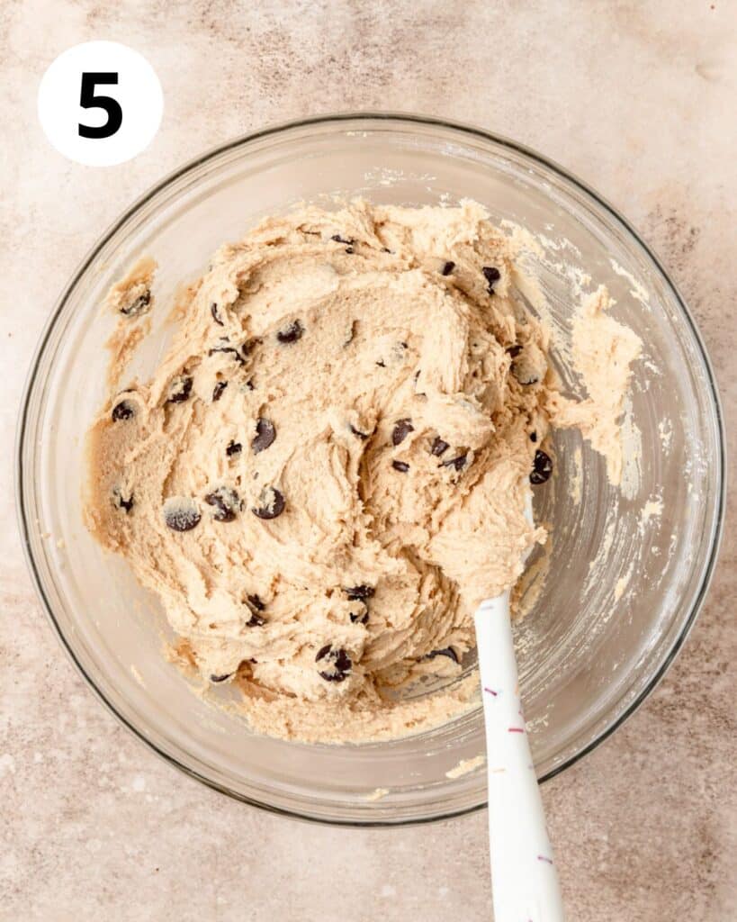 brown butter blondie dough in bowl.