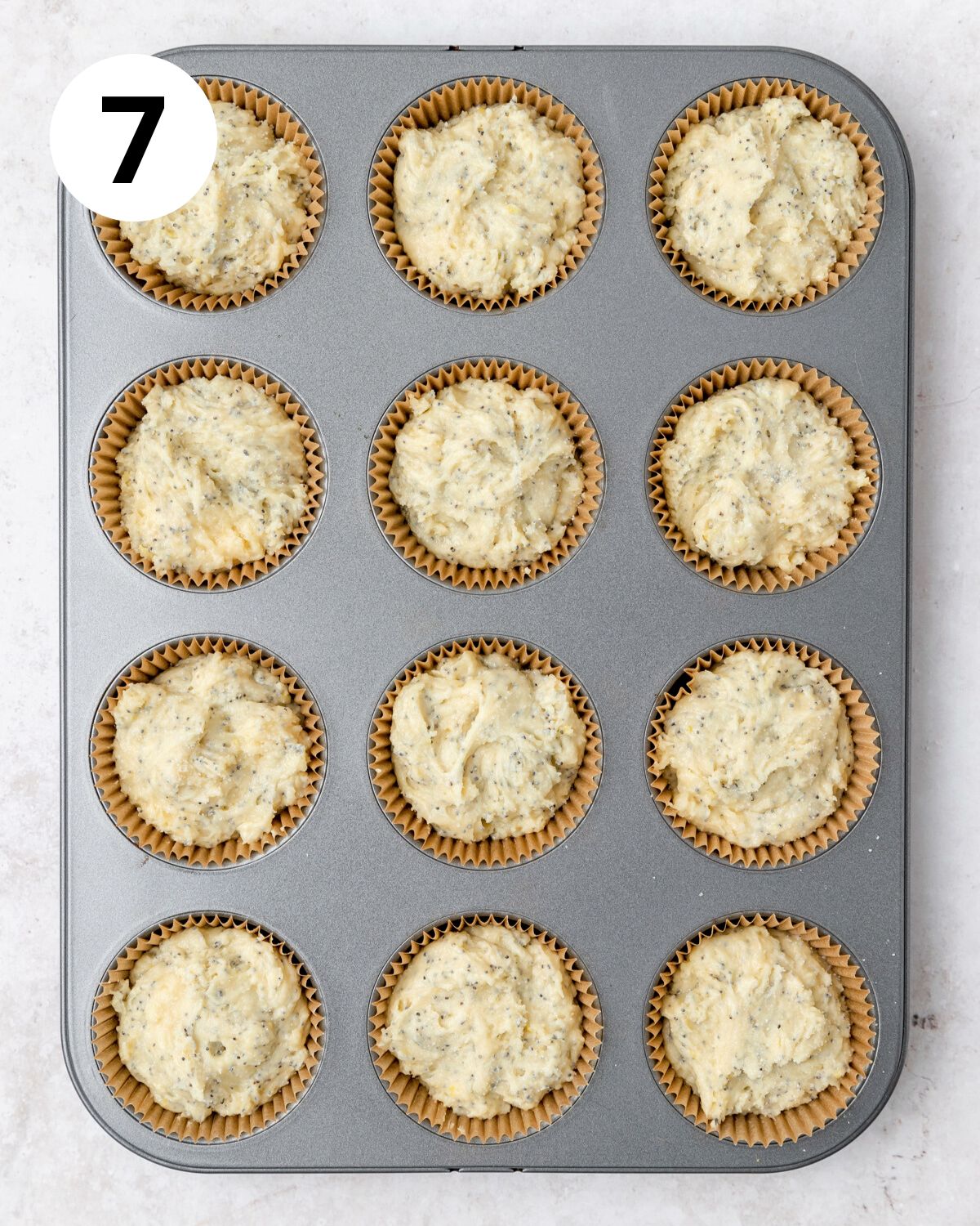 lemon poppy seed muffins before baking.