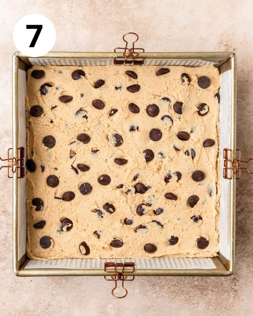 chocolate chip blondies before baking.