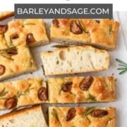 roasted garlic sourdough focaccia pin.