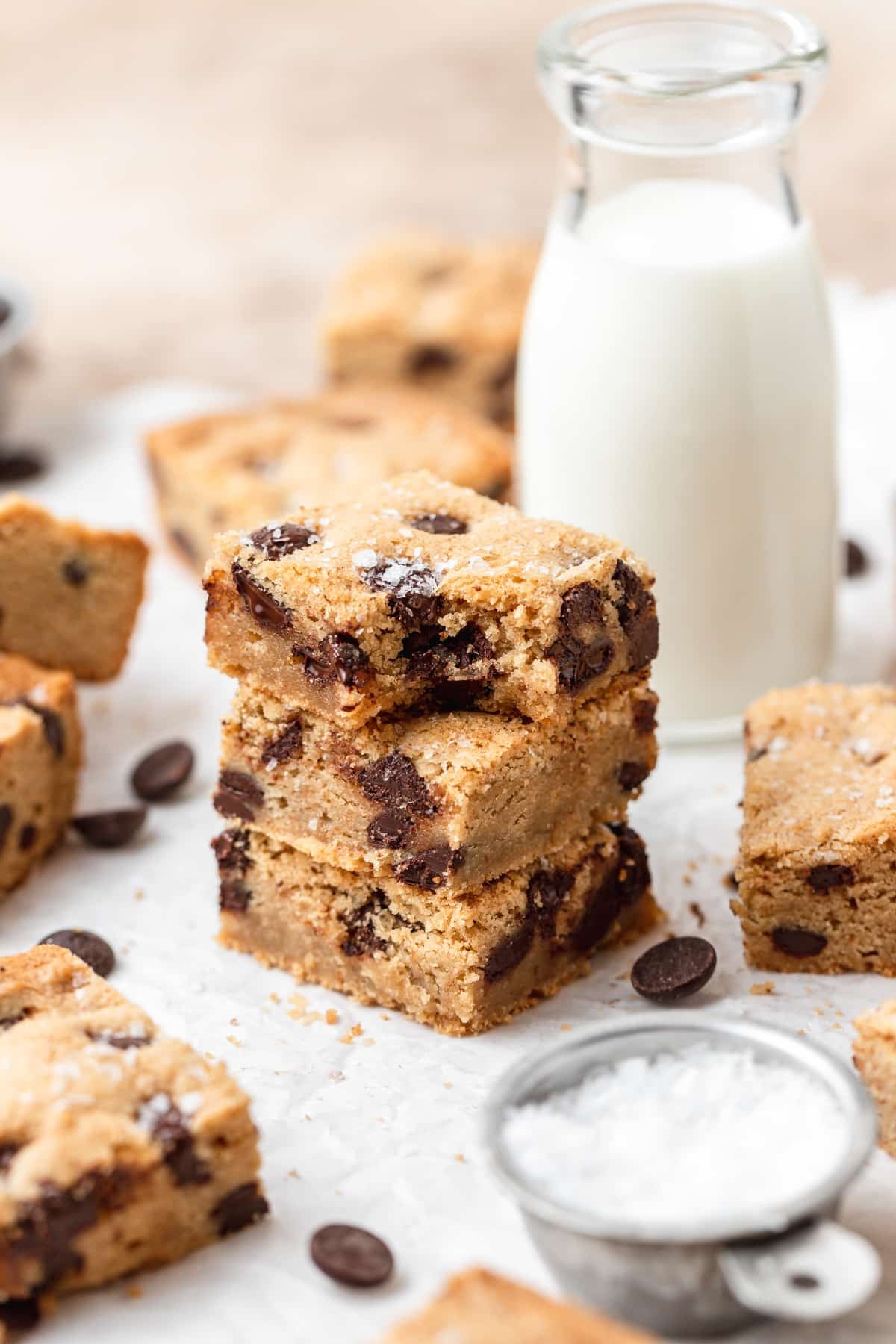 stack of brown butter blondies.