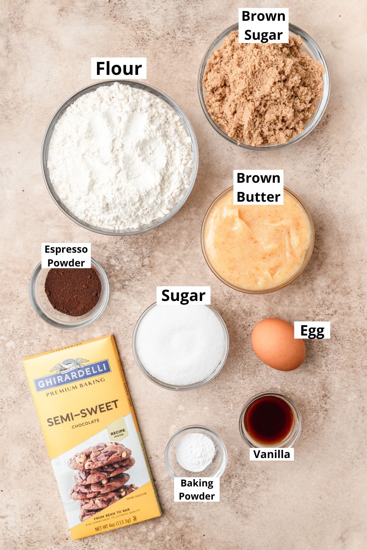 espresso chocolate chip cookies ingredients.