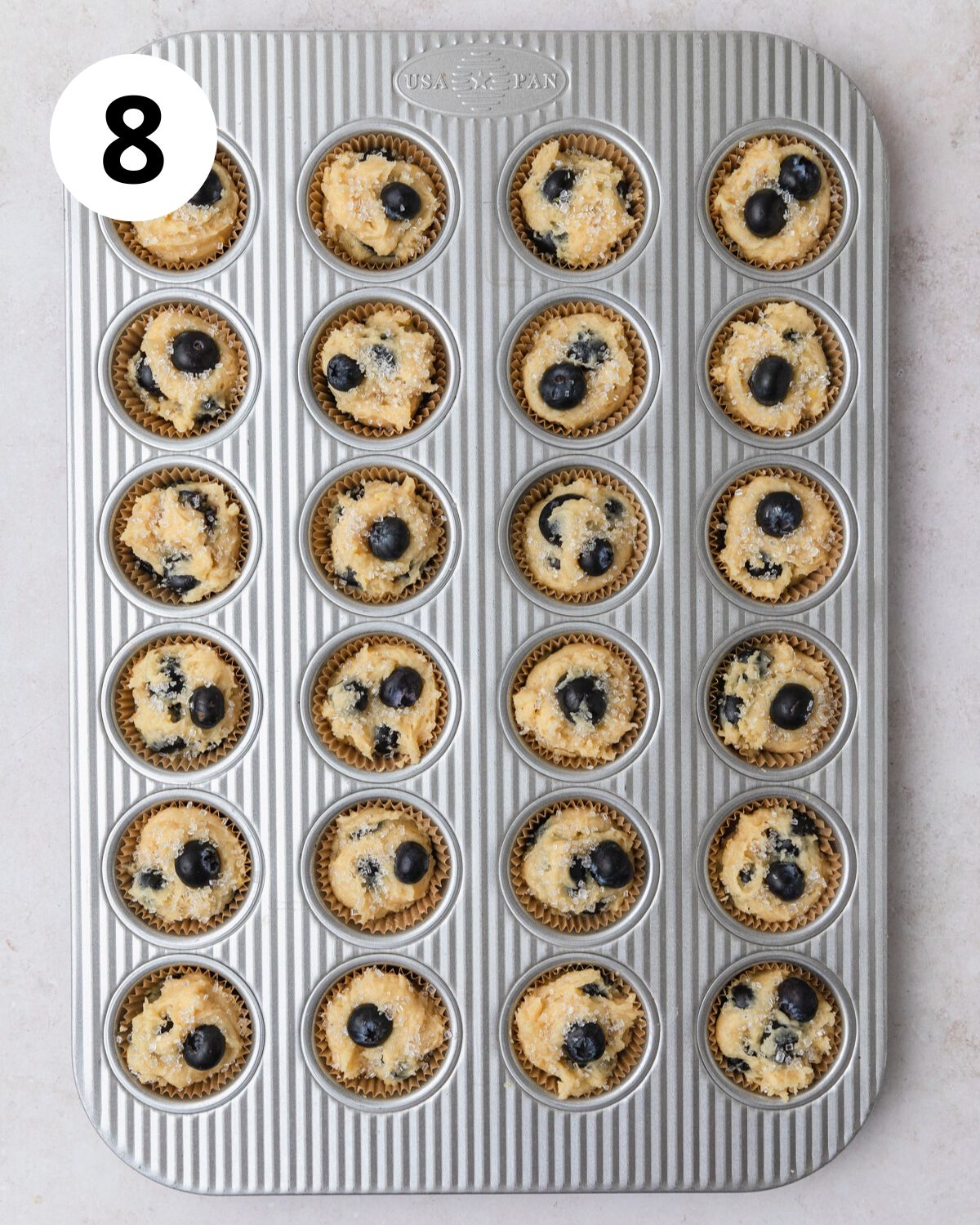 mini blueberry muffins before baking.