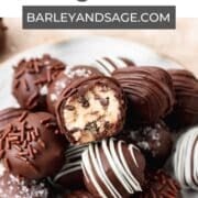 chocolate covered cookie dough bites pin.
