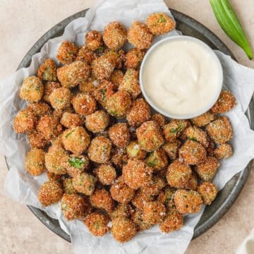 close up of southern fried okra.